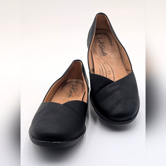 LifeStride Always Off Black Faux Leather Slip-On Flats Size 8M Women Active Arch - Picture 12 of 16